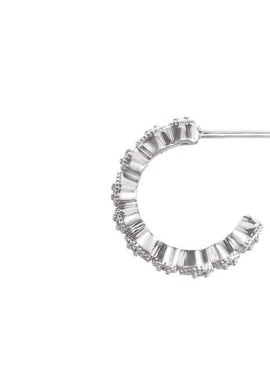 14K White Gold .08 CTW Natural Diamond 11.2 mm Hoop Earrings
