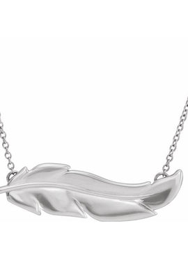 14K White Gold Feather 16-18