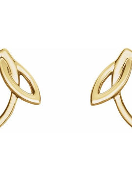 14K White Gold Double Leaf Earrings