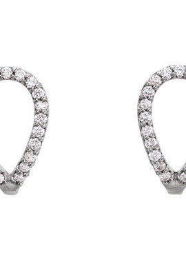 14K White Gold 1/5 CTW Natural Diamond Geometric J-Hoop Earrings