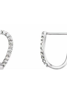 14K White Gold 1/5 CTW Natural Diamond Geometric J-Hoop Earrings