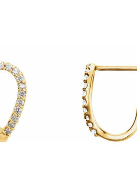 14K White Gold 1/5 CTW Natural Diamond Geometric J-Hoop Earrings