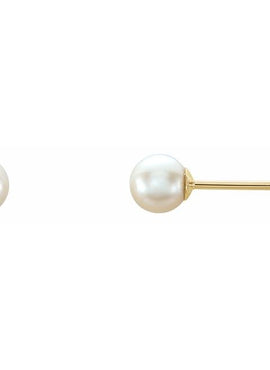 14K Yellow Gold 6 mm Cultured White Akoya Pearl Earrings