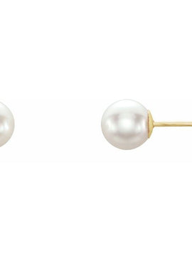 14K Yellow Gold 6 mm Cultured White Akoya Pearl Earrings