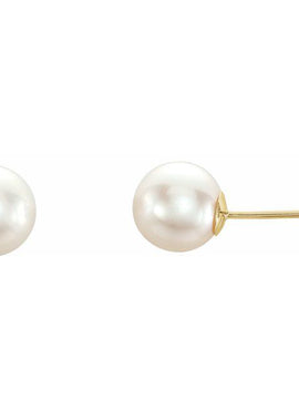 14K Yellow Gold 6 mm Cultured White Akoya Pearl Earrings