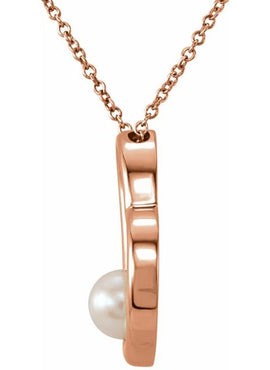 Platinum Cultured White Freshwater Pearl Heart 18