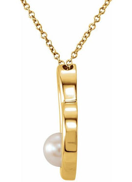 Platinum Cultured White Freshwater Pearl Heart 18
