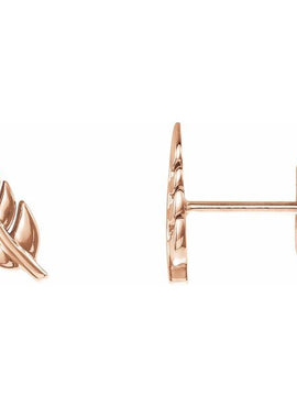 14K White Gold Leaf Earrings