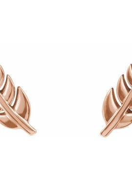 14K White Gold Leaf Earrings