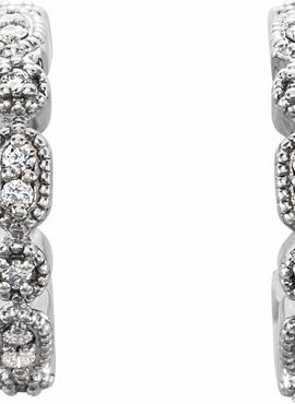 14K White Gold 1/8 CTW Natural Diamond 13.36 mm Hoop Earrings