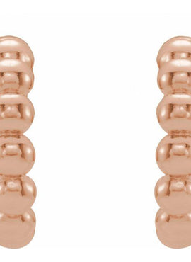 14K White Gold Beaded 21 mm Hoop Earrings