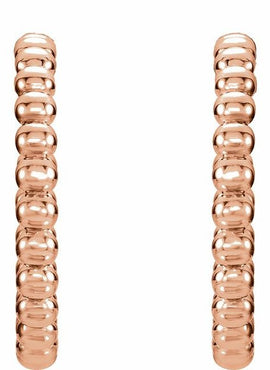 14K White Gold Beaded 21 mm Hoop Earrings