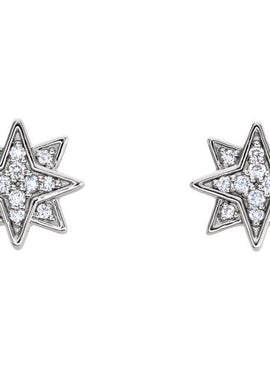14K White Gold .08 CTW Natural Diamond Star Earrings