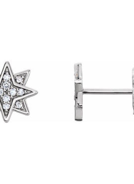14K White Gold .08 CTW Natural Diamond Star Earrings