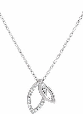 14K White Gold .05 CTW Natural Diamond Double Leaf 18