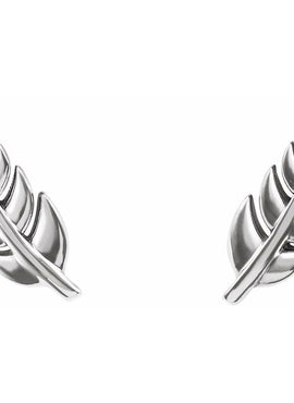 14K White Gold Leaf Earrings