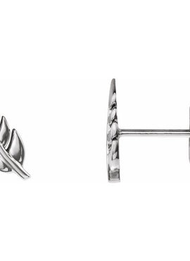 14K White Gold Leaf Earrings