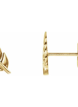 14K White Gold Leaf Earrings