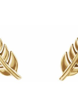 14K White Gold Leaf Earrings