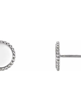 14K White Gold Engravable Beaded Earrings