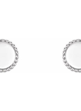 14K White Gold Engravable Beaded Earrings