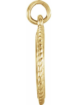 14K White Gold Engravable Round Rope Charm/Pendant