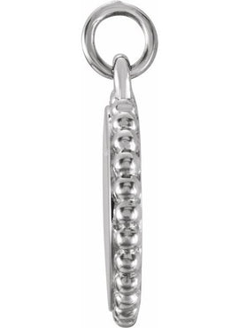 14K White Gold Engravable Beaded Disc Charm/Pendant