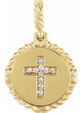 14K White Gold .04 CTW Natural Diamond Cross Rope Pendant