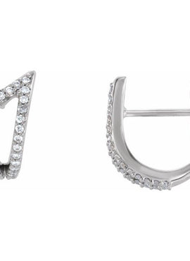 14K White Gold 1/6 CTW Natural Diamond Geometric J-Hoop Earrings