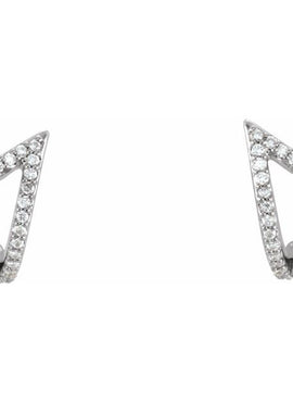 14K White Gold 1/6 CTW Natural Diamond Geometric J-Hoop Earrings