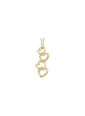 14K Yellow Gold Linked Hearts Pendant