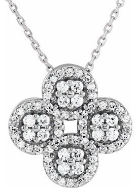 14K White Gold 1/2 CTW Natural Diamond Clover 18