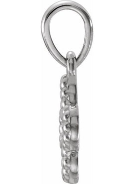 14K White Gold Beaded Clover Pendant