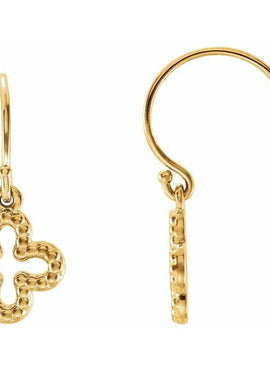 14K White Gold Beaded Clover Earrings