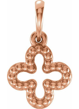 14K White Gold Beaded Clover Pendant