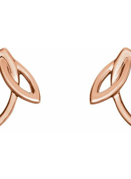 14K White Gold Double Leaf Earrings