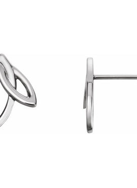 14K White Gold Double Leaf Earrings