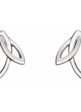 14K White Gold Double Leaf Earrings