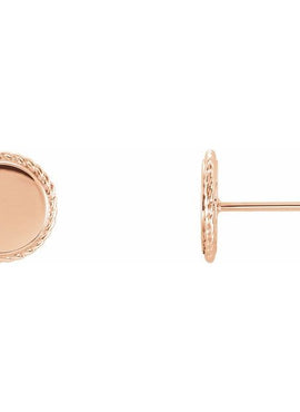 14K White Gold Engravable Rope Earrings