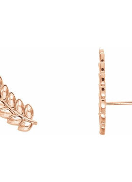 14K White Gold Petite Leaf Ear Climbers