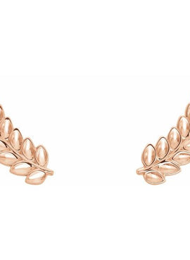14K White Gold Petite Leaf Ear Climbers