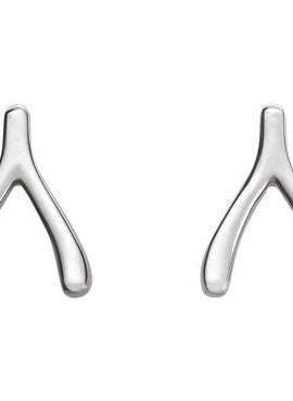 14K White Gold Wishbone Earrings