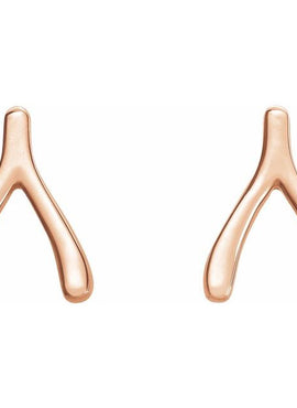 14K White Gold Wishbone Earrings