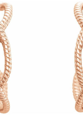 14K White Gold Rope 17 mm Hoop Earrings