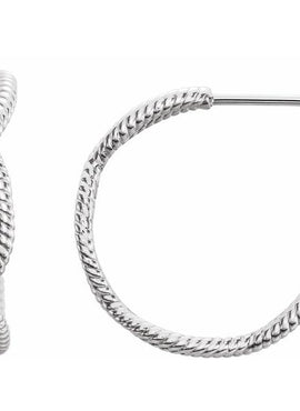 14K White Gold Rope 17 mm Hoop Earrings