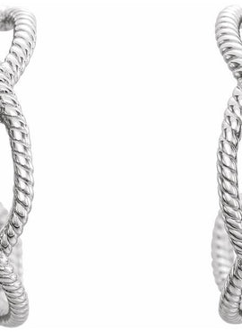 14K White Gold Rope 17 mm Hoop Earrings