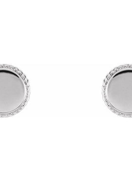 14K White Gold Engravable Rope Earrings
