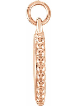 14K White Gold Engravable Beaded Disc Charm/Pendant