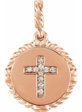 14K White Gold .04 CTW Natural Diamond Cross Rope Pendant