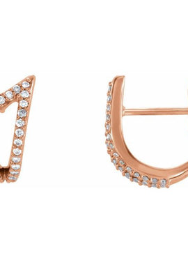 14K White Gold 1/6 CTW Natural Diamond Geometric J-Hoop Earrings
